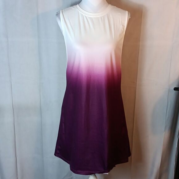 Sleeveless Ombre Backless Dress - Purple and White - Picture 7 of 7